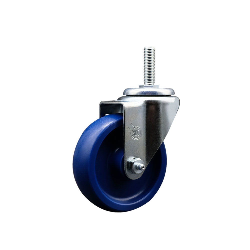 SCC-TS20S414-SPUS-58212 Solid Polyurethane Swivel Threaded Stem Caster with 4 x 1.25 in. Blue Wheel & 0.63 in. Stem