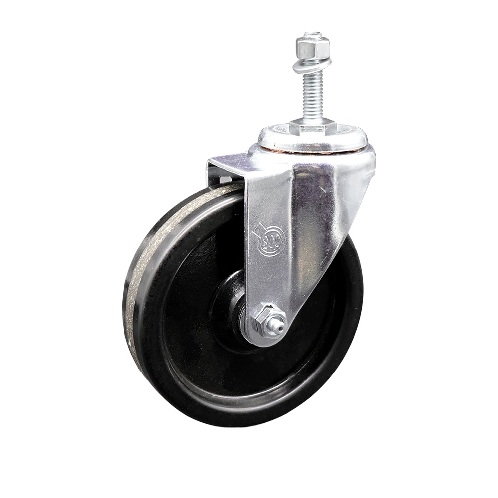 SCC-TS20S514-PHS-M1015 Phenolic Swivel Threaded Stem Caster with 5 x 1.25 in. Black Wheel & 10 mm Stem