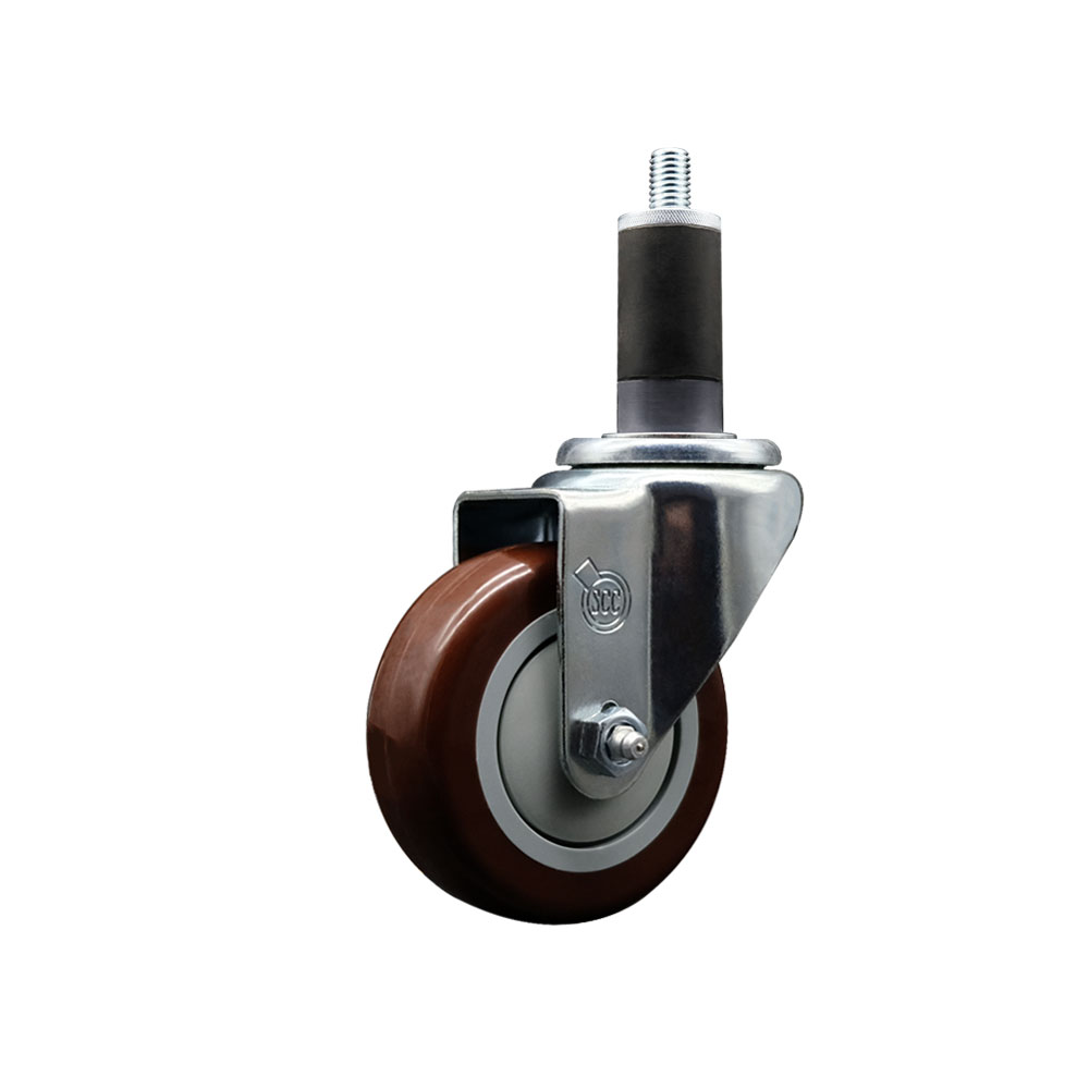 SCC-EX20S3514-PPUB-MRN-114 Polyurethane Expanding Stem Swivel Caster with 3.5 in. Maroon Wheel & 1.25 in. Stem