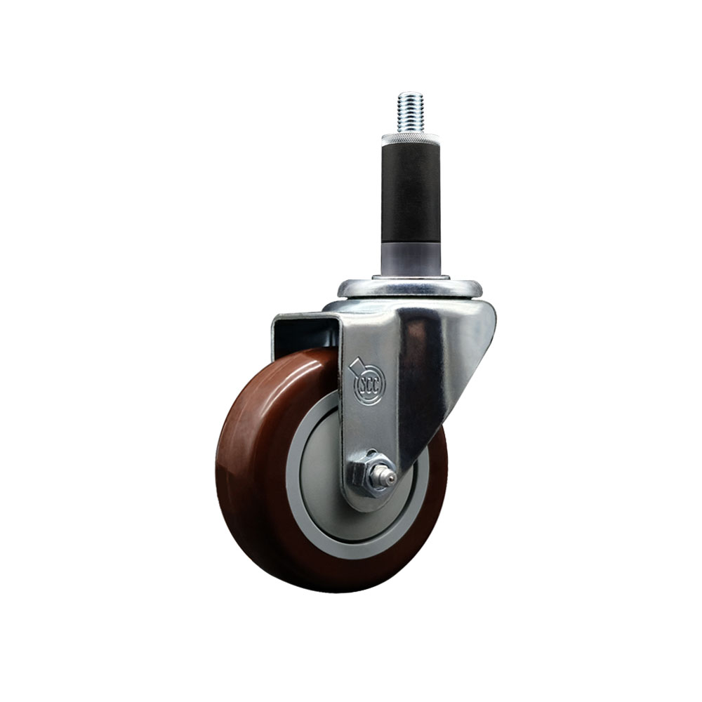 SCC-EX20S3514-PPUB-MRN-118 Polyurethane Expanding Stem Swivel Caster with 3.5 in. Maroon Wheel & 1.13 in. Stem