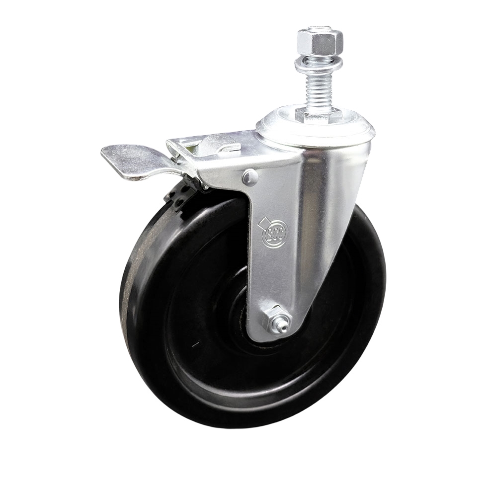 Phenolic Swivel Caster - Black - 6 x 1.5 in. - Total Lock Brake