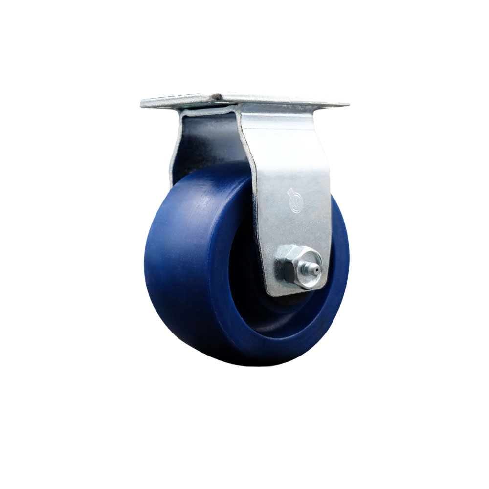 SCC-20R420-SPUR Rigid Top Plate Caster, Blue - 4 in. by 2 in. Solid Polyurethane Wheel Roller Bearing