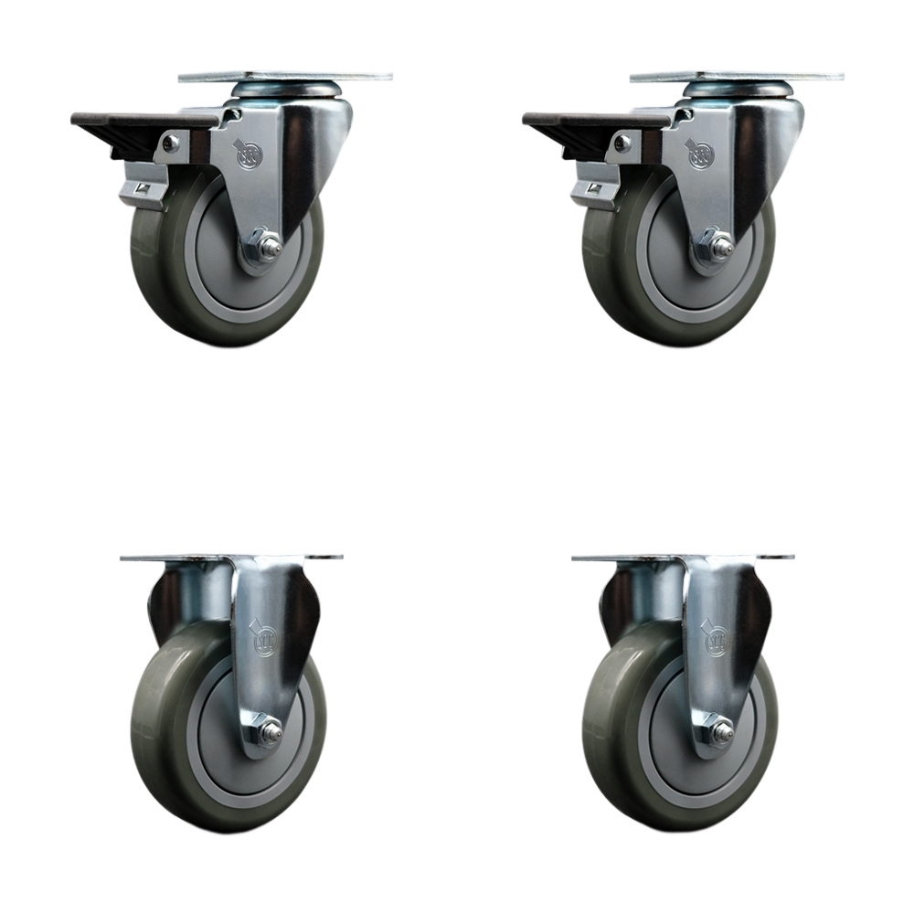 SCC-20S414-PPUB-PLB-2-R-2 Polyurethane Swivel Top Plate Caster with 4 in. Gray Wheels - Set of 4