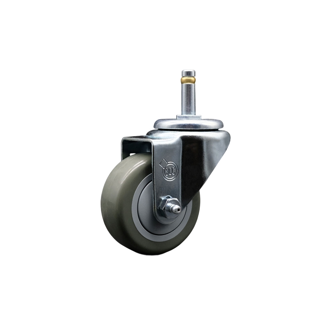 SCC-GR20S314-PPUB-716138 Polyurethane Swivel Grip Ring Stem Caster with 3 x 1.25 in. Gray Wheel & 0.43 in. Stem