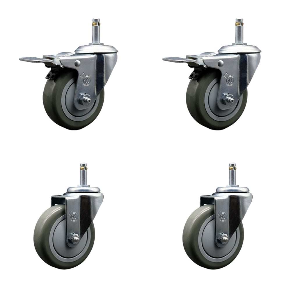 SCC-GRTTL20S414-PPUB-716138-2-S-2 Polyurethane Swivel Grip Ring Stem Caster with 4 x 1.25 in. Gray Wheels & 0.43 in. Stems - Set of 4