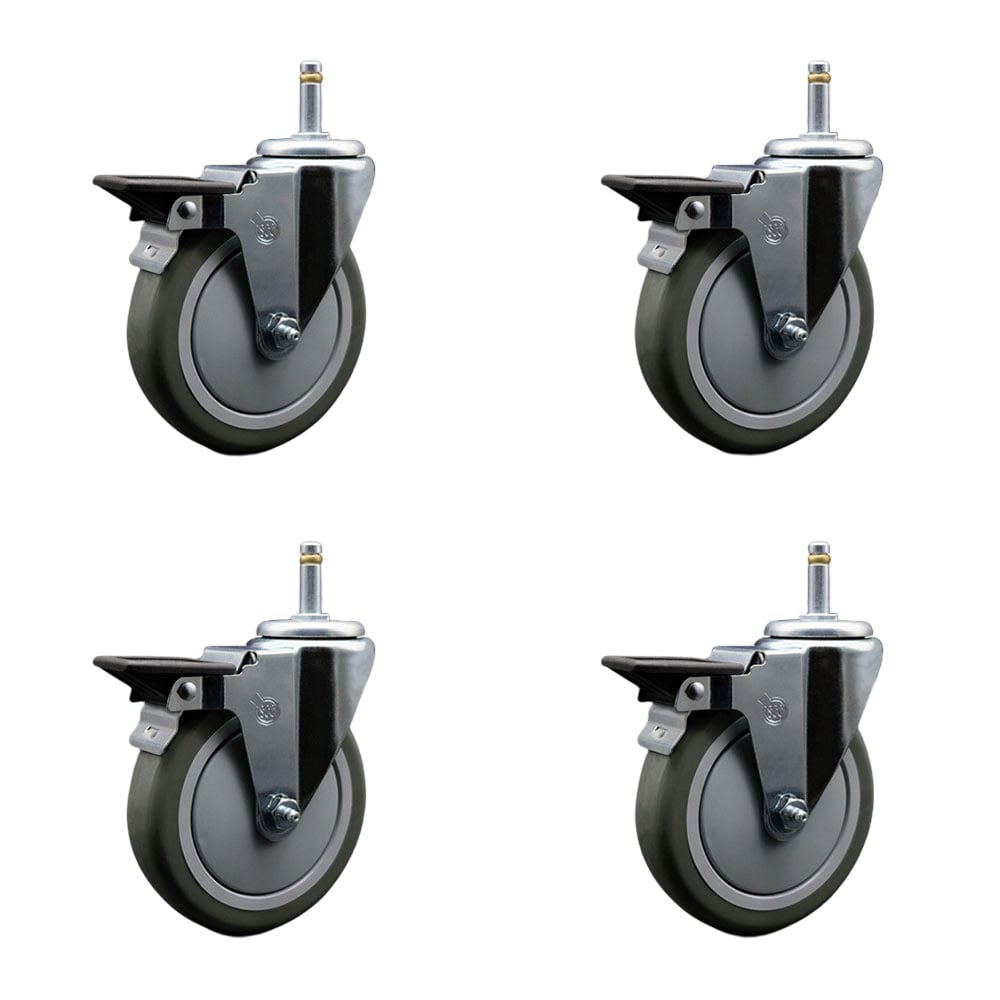 SCC-GR20S514-PPUB-PLB-716138-4 Polyurethane Swivel Grip Ring Stem Caster with 5 x 1.25 in. Gray Wheels & 0.43 in. Stems - Set of 4