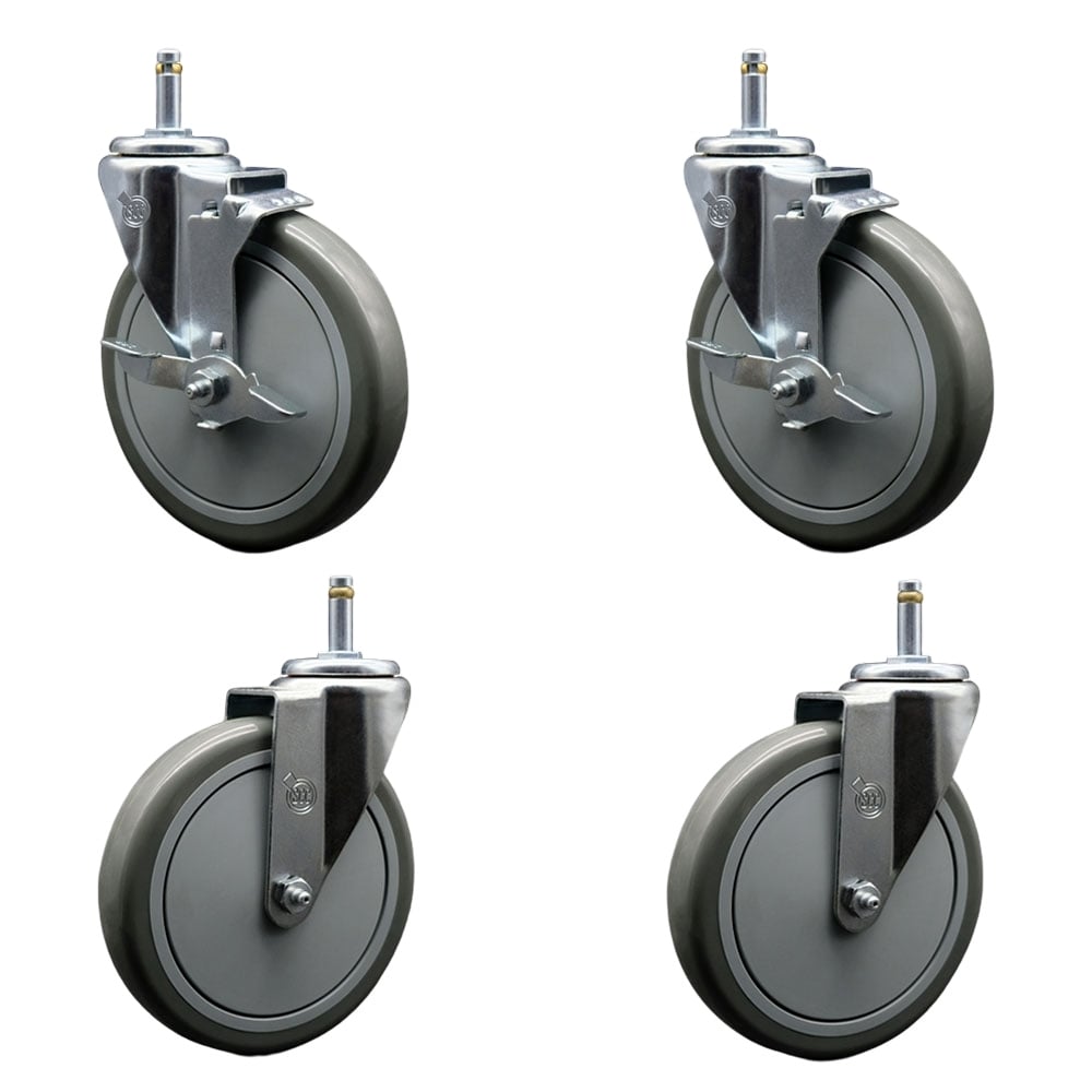 SCC-GR20S614-PPUB-TLB-716138-2-S-2 Polyurethane Swivel Grip Ring Stem Caster with 6 x 1.25 in. Gray Wheels & 0.43 in. Stems - Set of 4