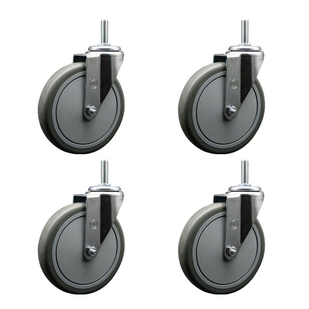 SCC-TS20S614-PPUB-34212-4 Polyurethane Swivel Threaded Stem Caster with 6 x 1.25 in. Gray Wheels & 0.75 in. Stems - Set of 4