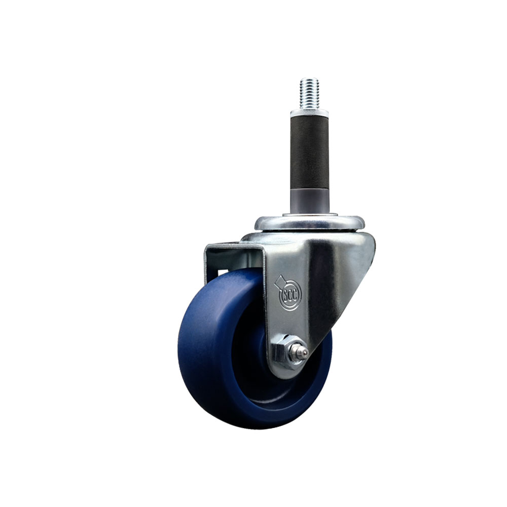 SCC-EX20S314-SPUS-1 Solid Polyurethane Expanding Stem Swivel Caster with 3 in. Blue Wheel & 1 in. Stem
