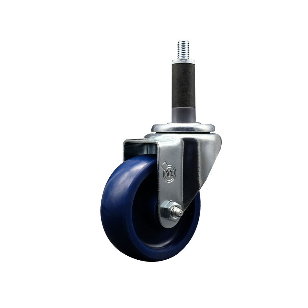 SCC-EX20S3514-SPUS-1 Solid Polyurethane Expanding Stem Swivel Caster with 3.5 in. Blue Wheel & 1 in. Stem