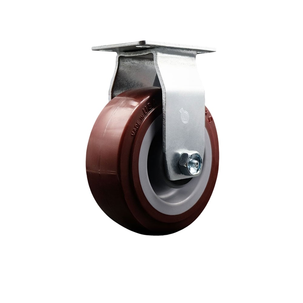 SCC-20R520-PPUB Rigid Top Plate Caster, Maroon - 5 in. by 2 in. Polyurethane on Polyolefin Wheel Ball Bearing