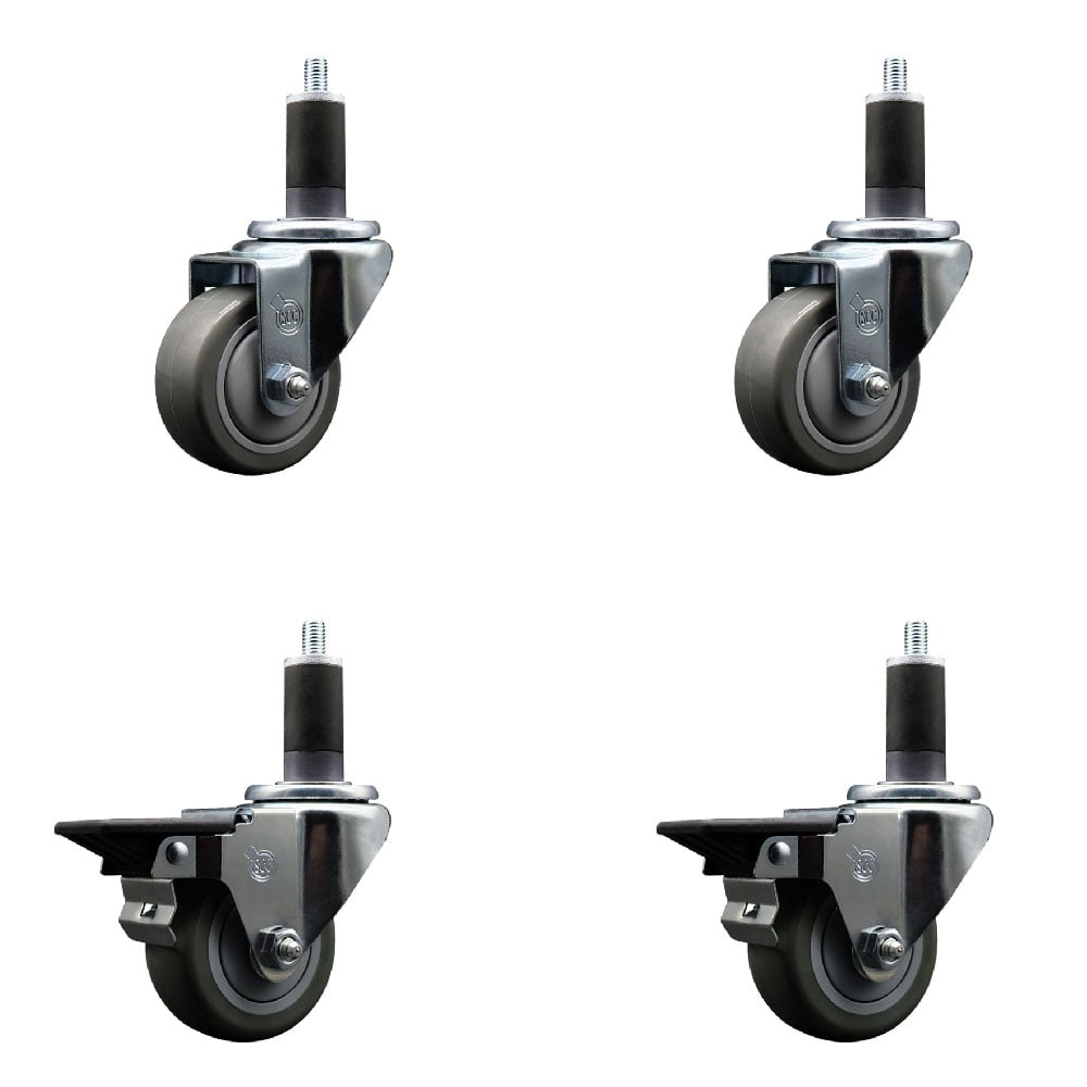 SCC-EX20S314-PPUB-2-PLB-2-114 Polyurethane Swivel Expanding Stem Caster with 3 in. Gray Wheels & 1.25 in. Stems - Set of 4