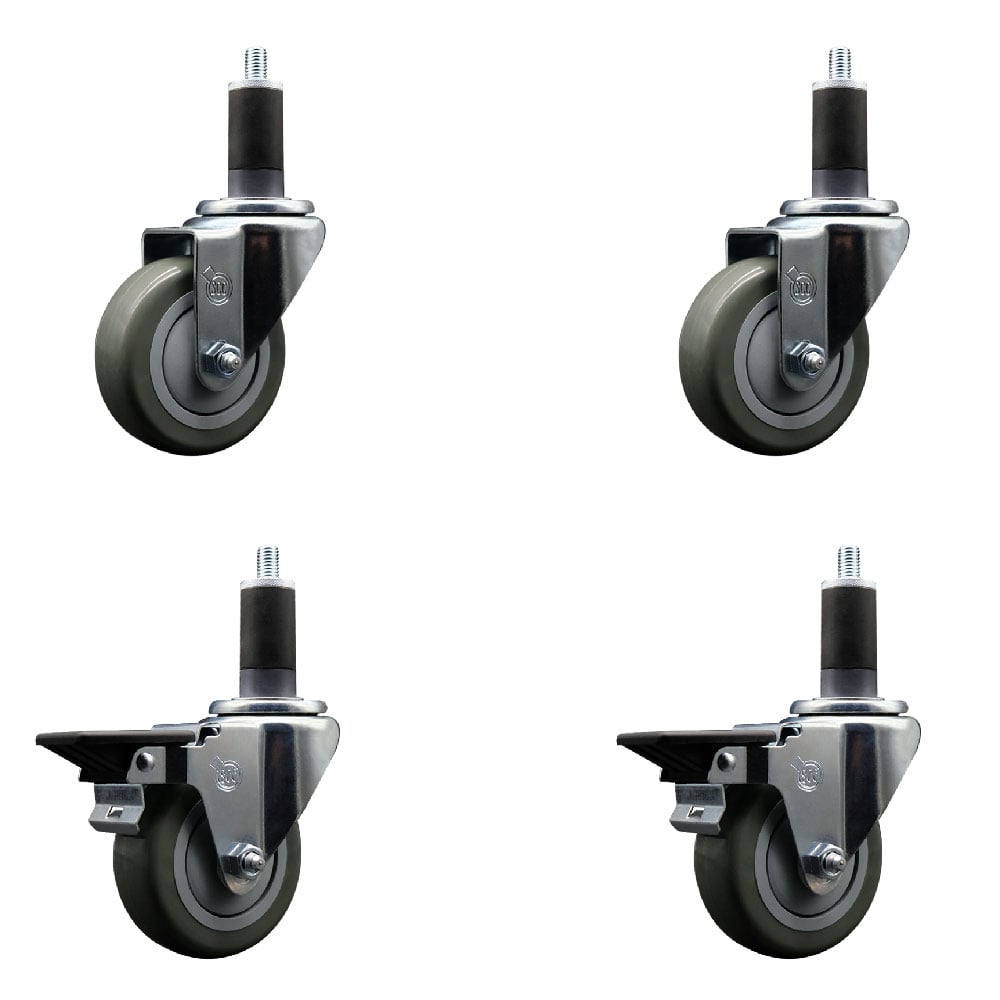 SCC-EX20S3514-PPUB-2-PLB-2-114 Polyurethane Swivel Expanding Stem Caster with 3.5 in. Gray Wheels & 1.25 in. Stems - Set of 4