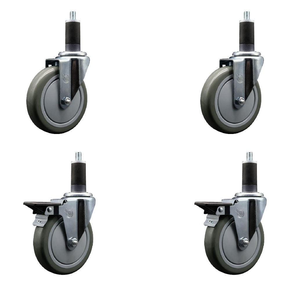 SCC-EX20S514-PPUB-2-PLB-2-114 Polyurethane Swivel Expanding Stem Caster with 5 in. Gray Wheels & 1.25 in. Stems - Set of 4