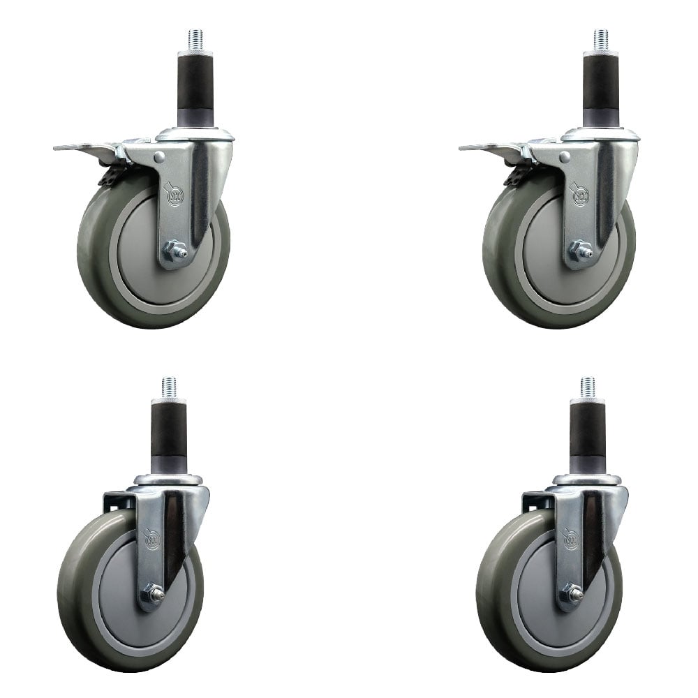 SCC-EXTTL20S514-PPUB-2-S-2-114 Polyurethane Swivel Expanding Stem Caster with 5 in. Gray Wheels & 1.25 in. Stems - Set of 4