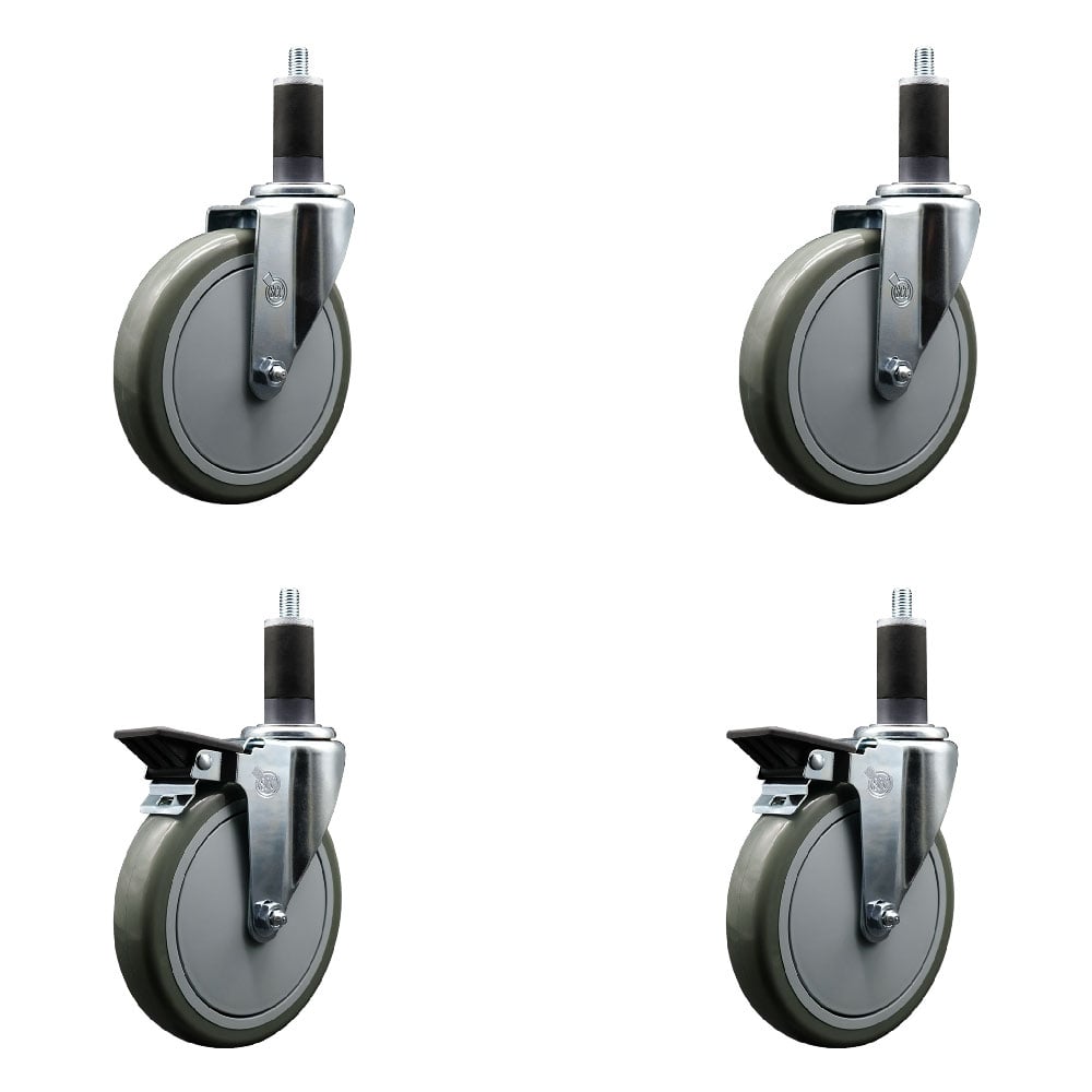 SCC-EX20S614-PPUB-2-PLB-2-114 Polyurethane Swivel Expanding Stem Caster with 6 in. Gray Wheels & 1.25 in. Stems - Set of 4