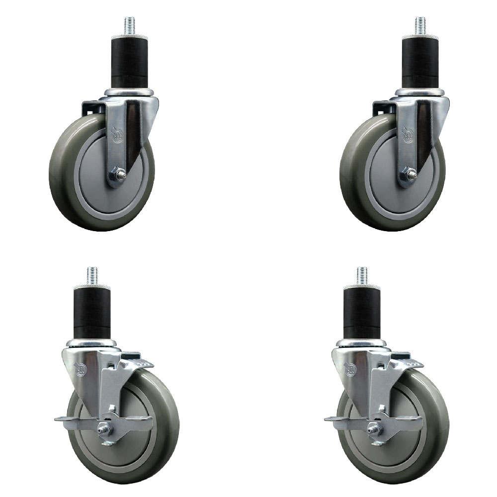 SCC-EX20S514-PPUB-2-TLB-2-134 Polyurethane Swivel Expanding Stem Caster with 5 in. Gray Wheels & 1.75 in. Stems - Set of 4