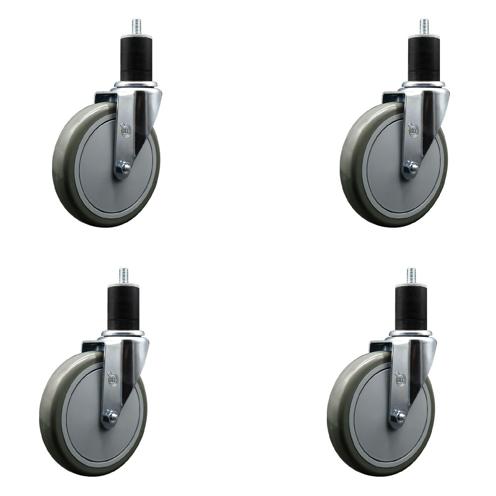 SCC-EX20S614-PPUB-134-4 Polyurethane Swivel Expanding Stem Caster with 6 in. Gray Wheels & 1.75 in. Stems - Set of 4