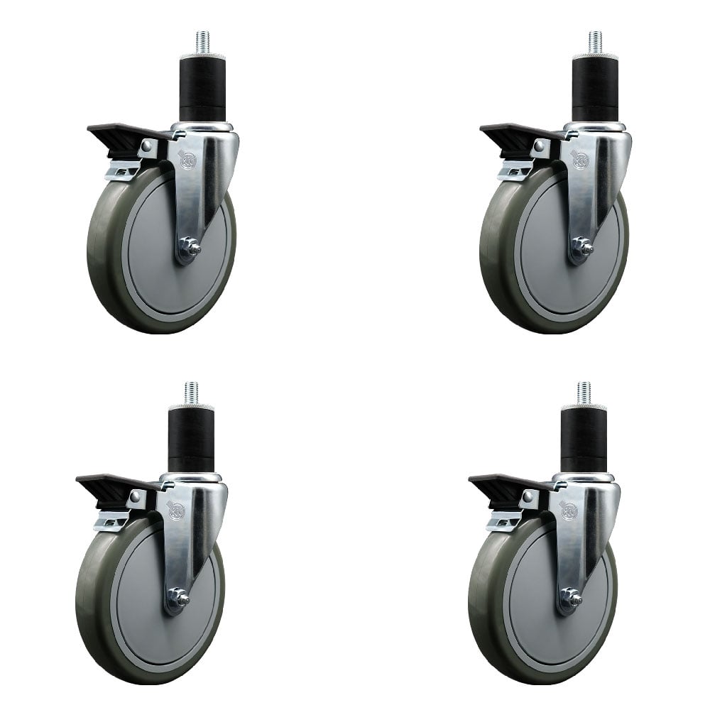 SCC-EX20S614-PPUB-PLB-134-4 Polyurethane Swivel Expanding Stem Caster with 6 in. Gray Wheels & 1.75 in. Stems - Set of 4