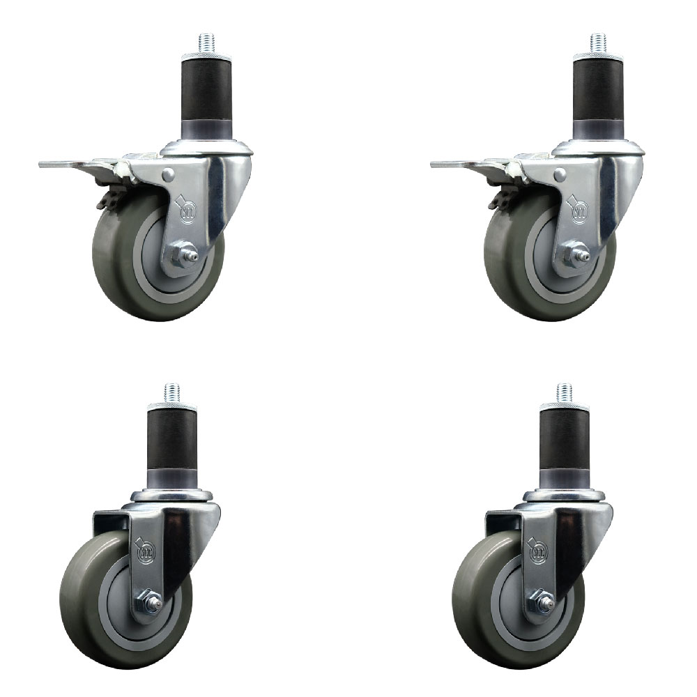 SCC-EXTTL20S3514-PPUB-2-S-2-158 Polyurethane Swivel Expanding Stem Caster with 3.5 in. Gray Wheels & 1.63 in. Stems - Set of 4