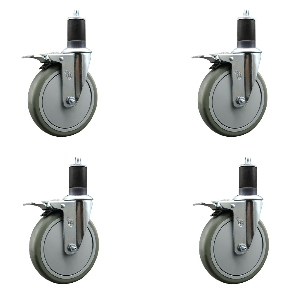 SCC-EXTTL20S614-PPUB-158-4 Polyurethane Swivel Expanding Stem Caster with 6 in. Gray Wheels & 1.63 in. Stems - Set of 4