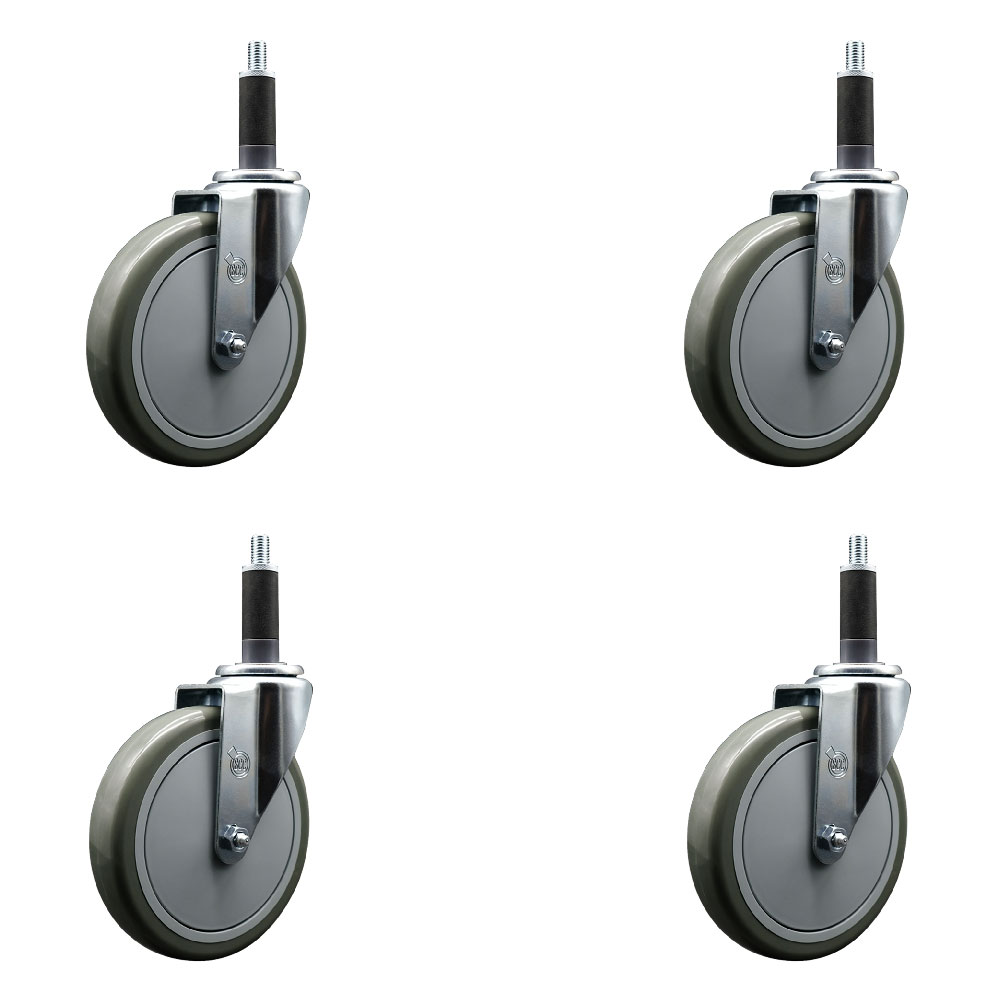 SCC-EX20S614-PPUB-1-4 Polyurethane Swivel Expanding Stem Caster with 6 in. Gray Wheels & 1 in. Stems - Set of 4