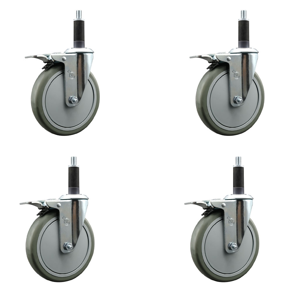 SCC-EXTTL20S614-PPUB-1-4 Polyurethane Swivel Expanding Stem Caster with 6 in. Gray Wheels & 1 in. Stems - Set of 4