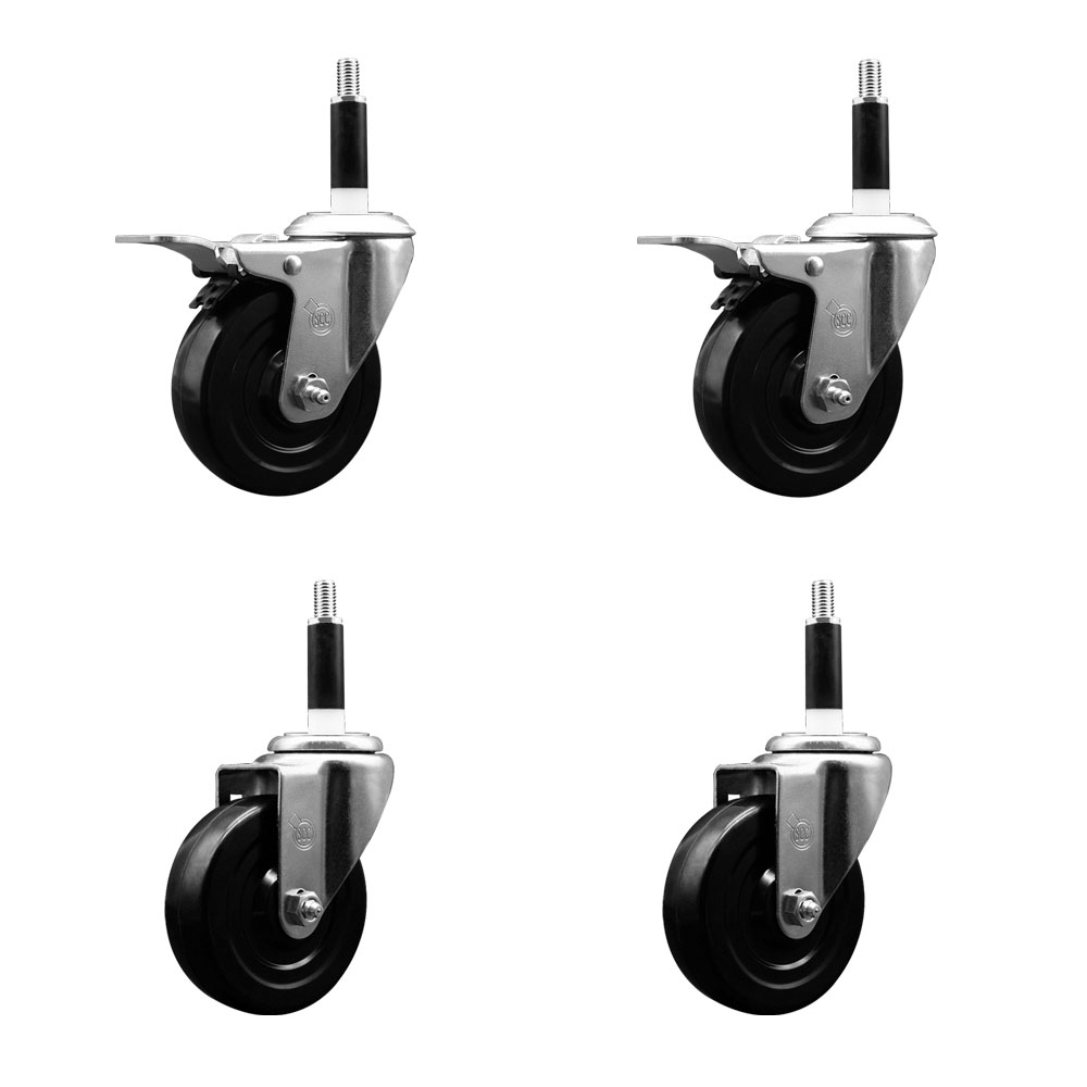 SCC-EXTTL20S414-SRS-2-S-2-78 Soft Rubber Swivel Expanding Stem Caster with 4 in. Black Wheels & 0.87 in. Stems - Set of 4