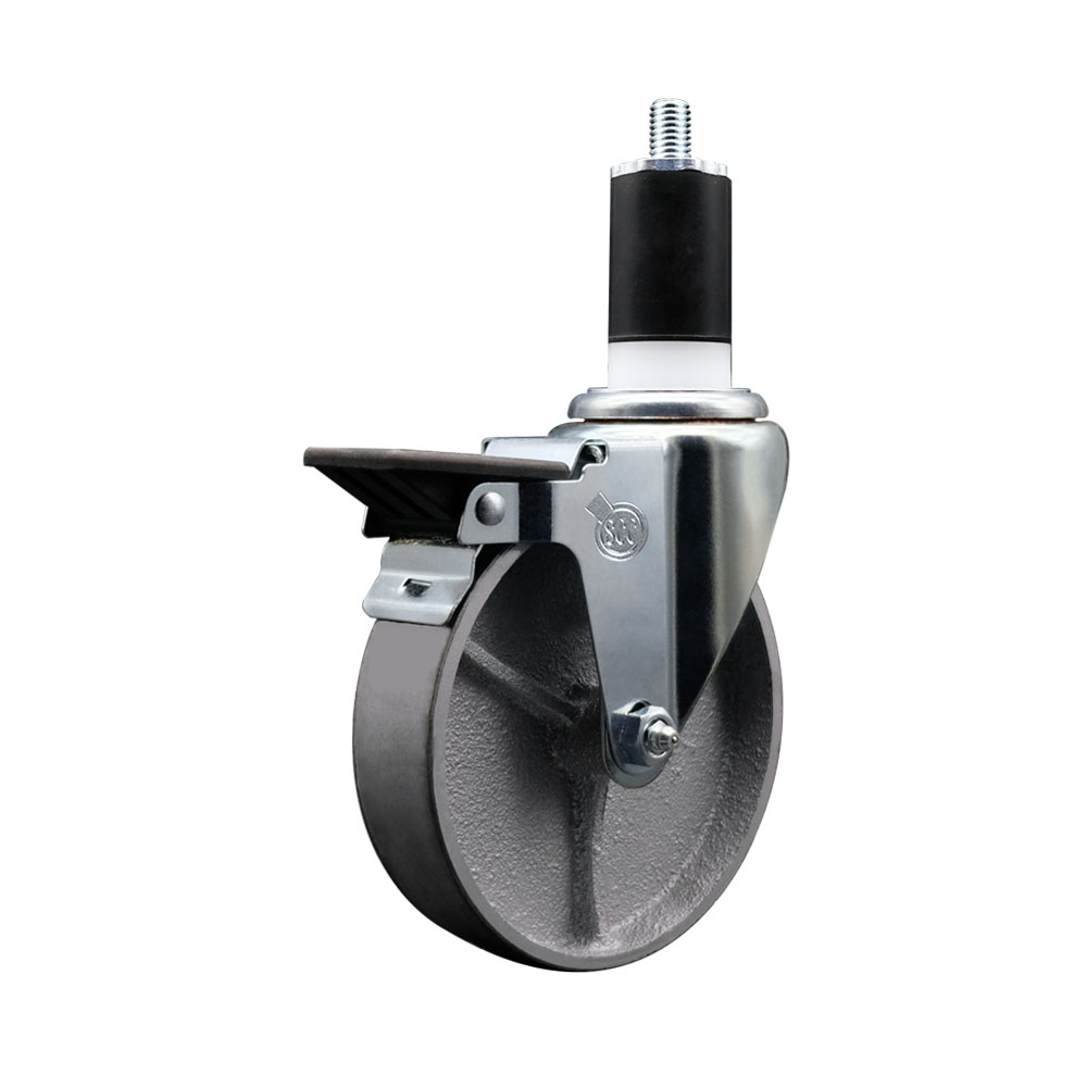 Semi Steel Swivel Caster - Silver - 5 x 1.5 in. - Posi Locking Brake
