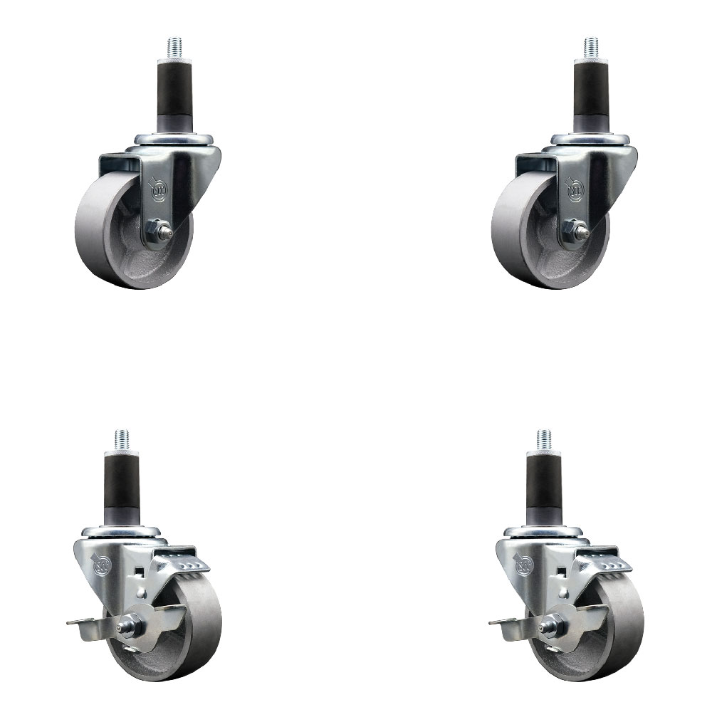 Semi Steel Swivel Casters - Silver - 3 x 1.5 in. - Set of 4 - 1200 lbs Capacity
