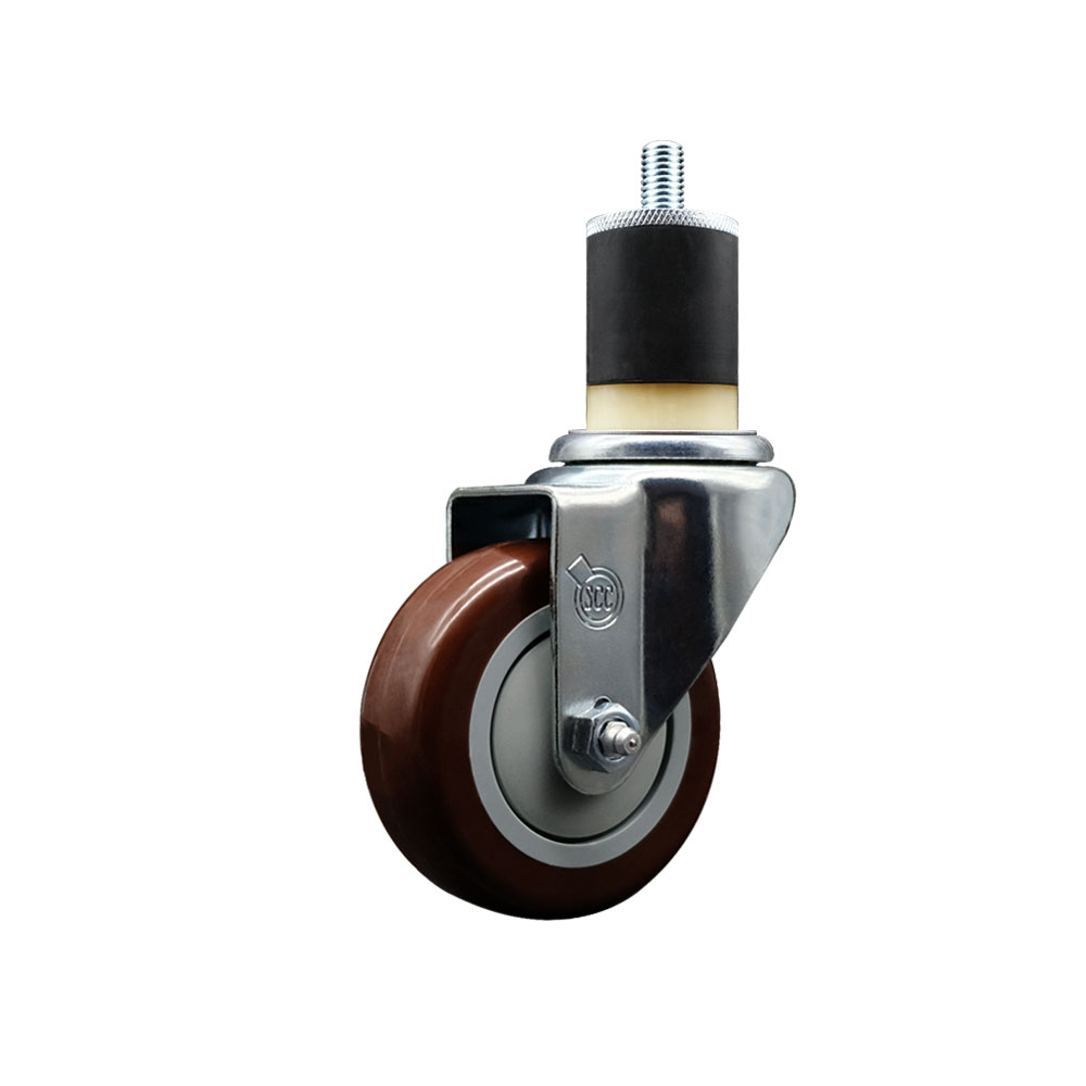 SCC-EX20S3514-PPUB-MRN-178 Polyurethane Expanding Stem Swivel Caster with 3.5 in. Maroon Wheel & 1.87 in. Stem