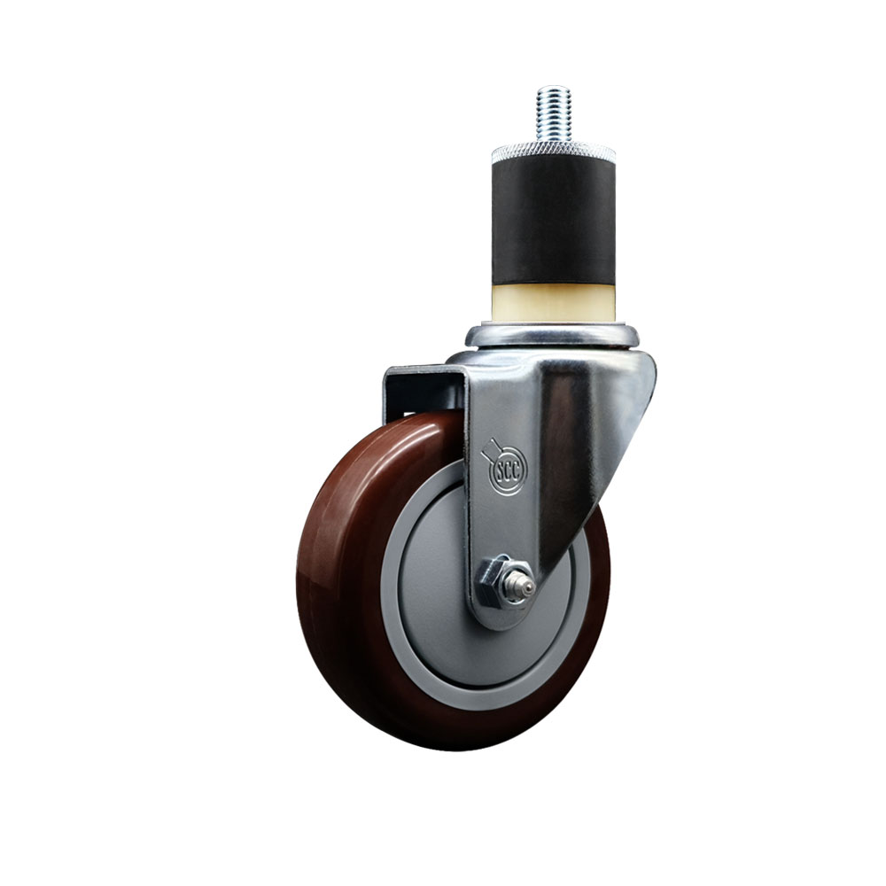 SCC-EX20S414-PPUB-MRN-178 Polyurethane Expanding Stem Swivel Caster with 4 in. Maroon Wheel & 1.87 in. Stem