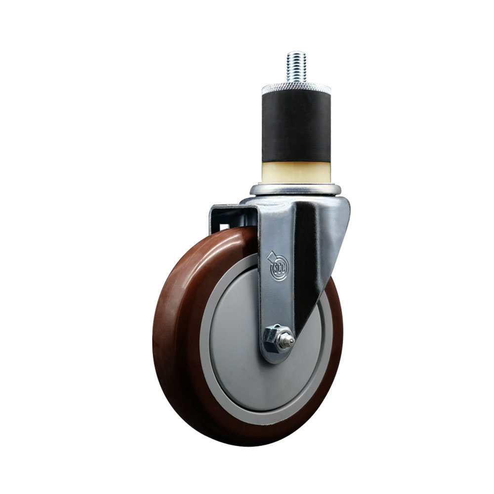 SCC-EX20S514-PPUB-MRN-178 Polyurethane Expanding Stem Swivel Caster with 5 in. Maroon Wheel & 1.87 in. Stem