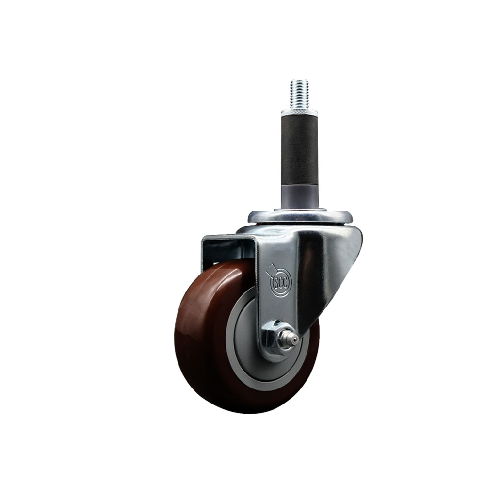 SCC-EX20S314-PPUB-MRN-1 Polyurethane Expanding Stem Swivel Caster with 3 in. Maroon Wheel & 1 in. Stem