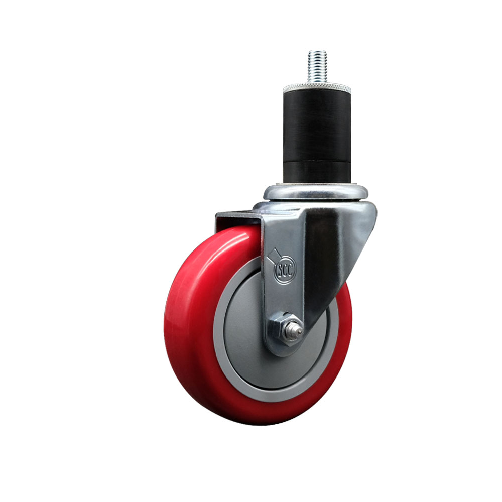 SCC-EX20S414-PPUB-RED-134 Polyurethane Expanding Stem Swivel Caster with 4 in. Red Wheel & 1.75 in. Stem