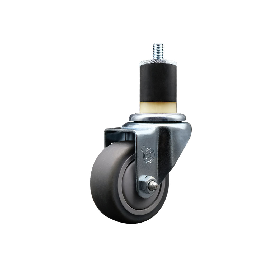 SCC-EX20S314-TPRB-178 Thermoplastic Rubber Swivel Expanding Stem Swivel Caster with 3 in. Gray Wheel & 1.87 in. Stem