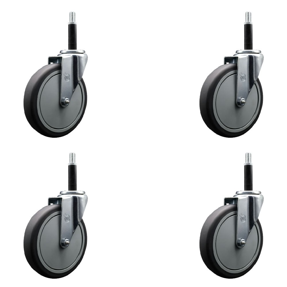 SCC-EX20S614-TPRB-34-4 Thermoplastic Rubber Swivel Expanding Stem Caster with 6 in. Gray Wheels & 0.75 in. Stems - Set of 4