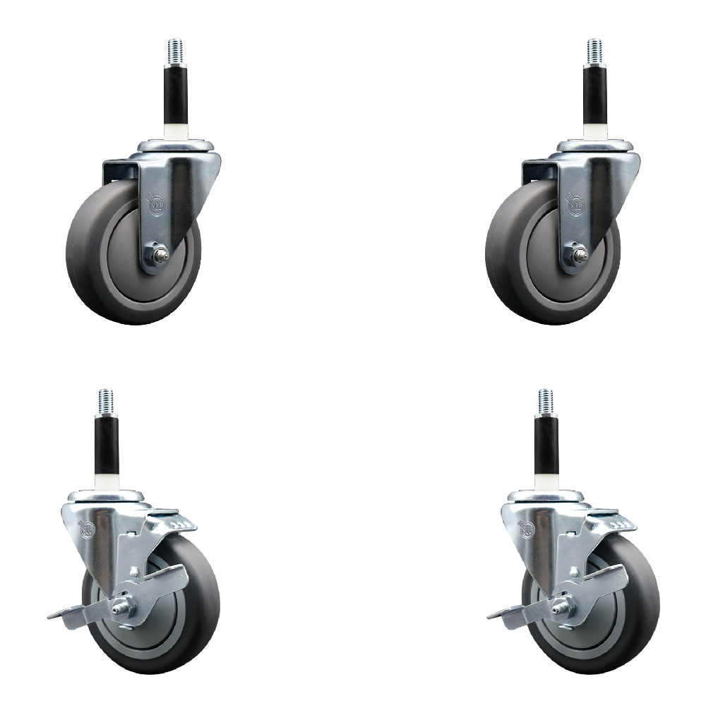 SCC-EX20S414-TPRB-2-TLB-2-78 Thermoplastic Rubber Swivel Expanding Stem Caster with 4 in. Gray Wheels & 0.87 in. Stems - Set of 4