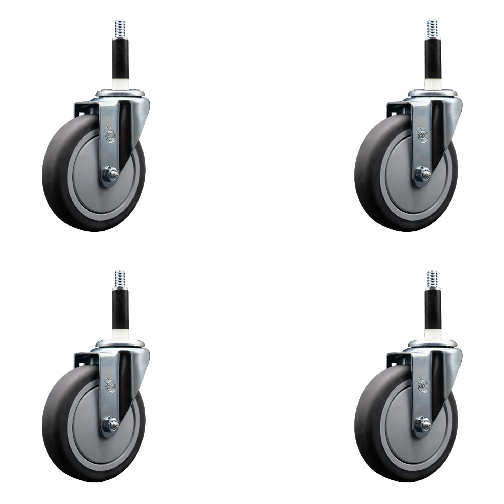 SCC-EX20S514-TPRB-78-4 Thermoplastic Rubber Swivel Expanding Stem Caster with 5 in. Gray Wheels & 0.87 in. Stems - Set of 4