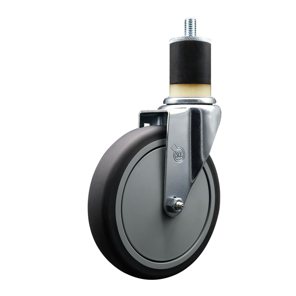 SCC-EX20S614-TPRB-178 Thermoplastic Rubber Swivel Expanding Stem Swivel Caster with 6 in. Gray Wheel & 1.87 in. Stem