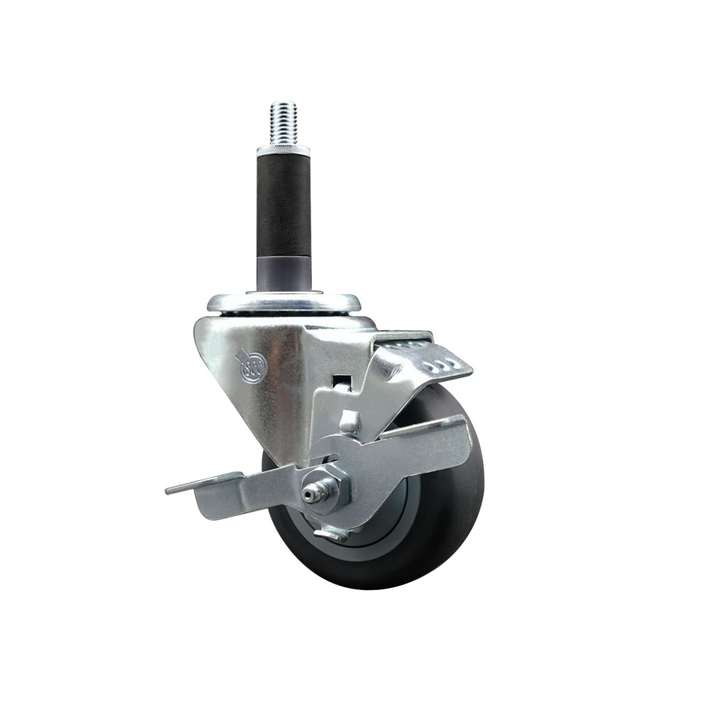 SCC-EX20S314-TPRB-TLB-1 Thermoplastic Rubber Swivel Expanding Stem Swivel Caster with 3 in. Gray Wheel & 1 in. Stem & Top Locking Brake