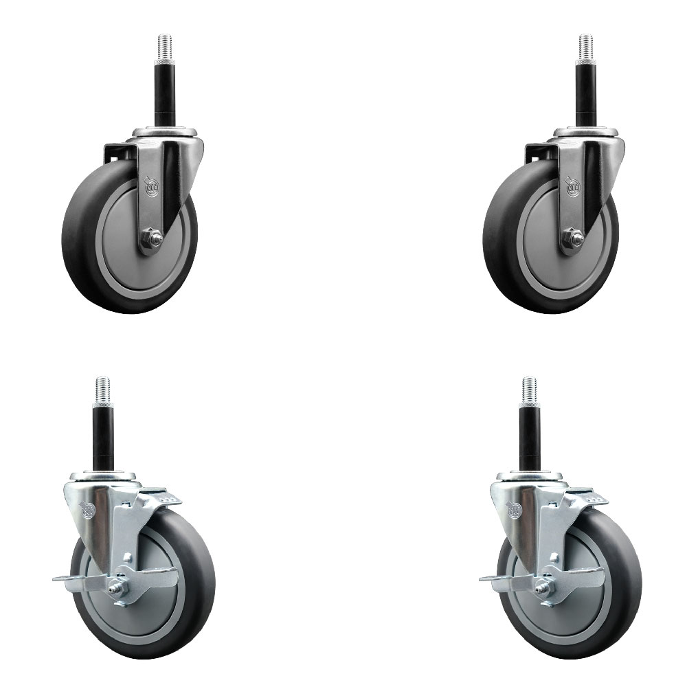SCC-EX20S514-TPRB-2-TLB-2-34 Thermoplastic Rubber Swivel Expanding Stem Caster with 5 in. Gray Wheels & 0.75 in. Stems - Set of 4