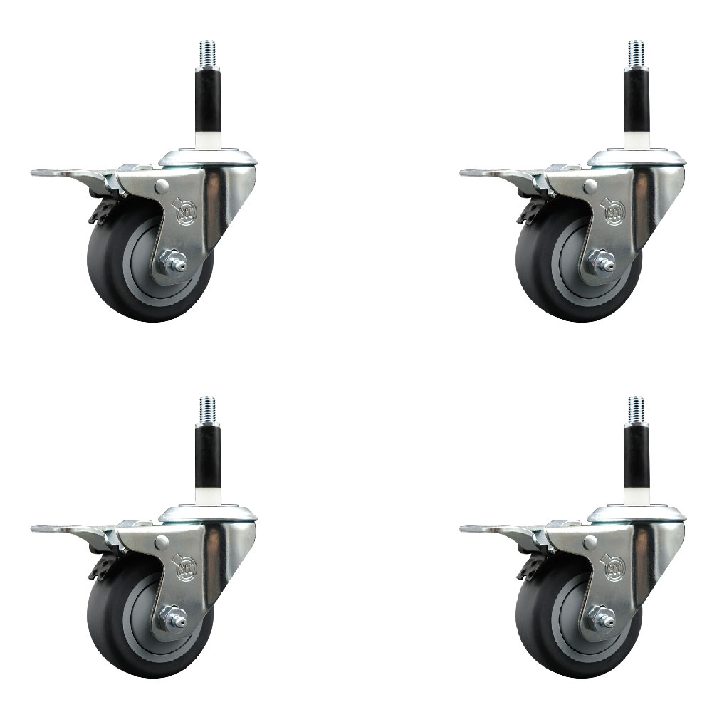 SCC-EXTTL20S314-TPRB-78-4 Thermoplastic Rubber Swivel Expanding Stem Caster with 3 in. Gray Wheels & 0.87 in. Stems - Set of 4