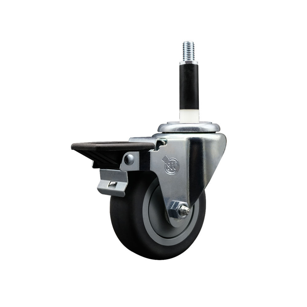 SCC-EX20S3514-TPRB-PLB-78 Thermoplastic Rubber Swivel Expanding Stem Swivel Caster with 3.5 in. Gray Wheel & 0.87 in. Stem & Posi Locking Brake