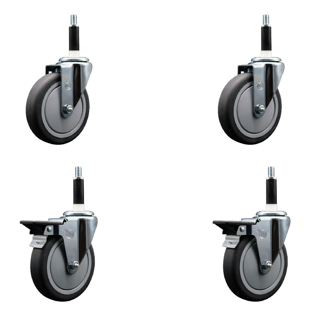 SCC-EX20S514-TPRB-2-PLB-2-78 Thermoplastic Rubber Swivel Expanding Stem Caster with 5 in. Gray Wheels & 0.87 in. Stems - Set of 4