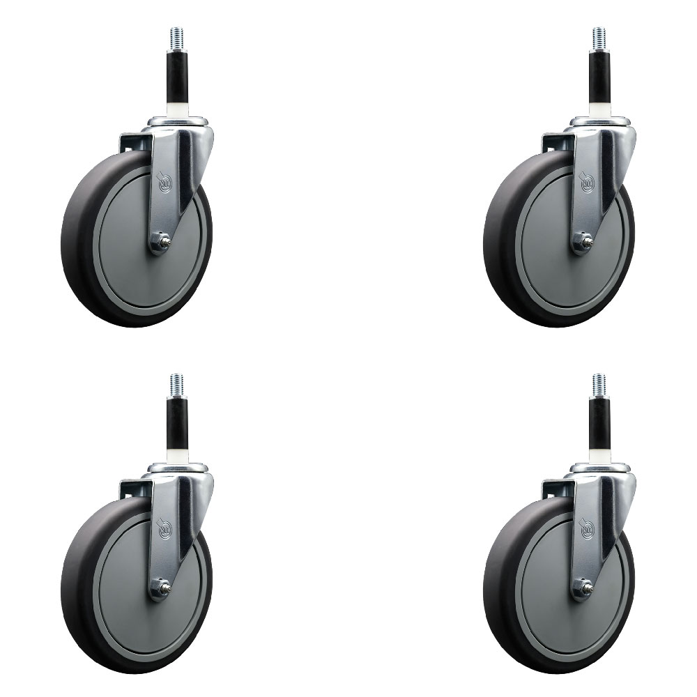 SCC-EX20S614-TPRB-78-4 Thermoplastic Rubber Swivel Expanding Stem Caster with 6 in. Gray Wheels & 0.87 in. Stems - Set of 4