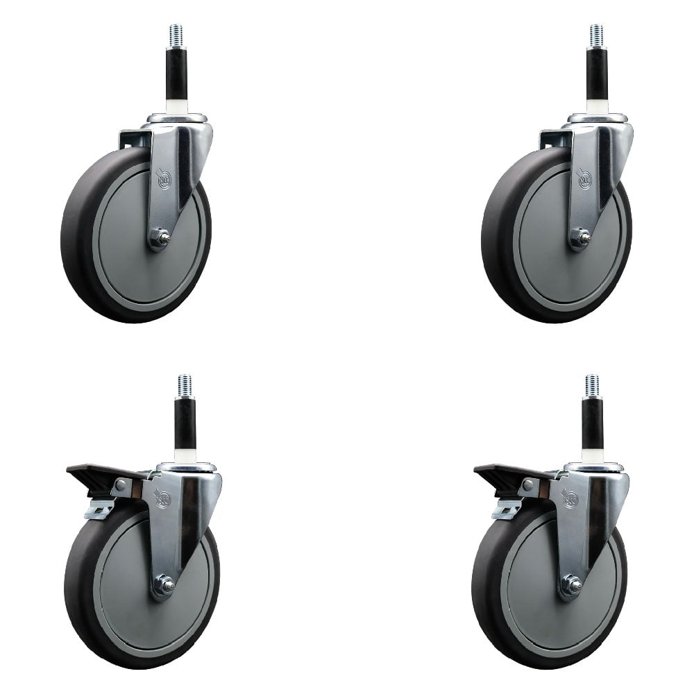 SCC-EX20S614-TPRB-2-PLB-2-78 Thermoplastic Rubber Swivel Expanding Stem Caster with 6 in. Gray Wheels & 0.87 in. Stems - Set of 4