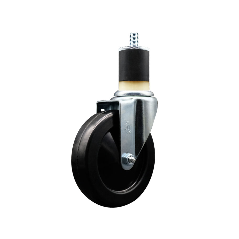 SCC-EX20S514-SRS-178 Soft Rubber Expanding Stem Swivel Caster with 5 in. Black Wheel & 1.87 in. Stem