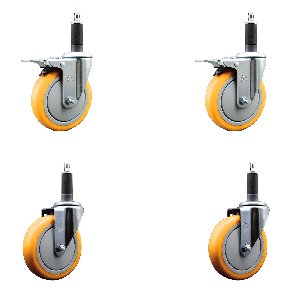 SCC-EXTTL20S514-PPUB-YEL-2-S-2-1 Polyurethane Swivel Expanding Stem Caster with 5 in. Yellow Wheels & 1 in. Stems - Set of 4