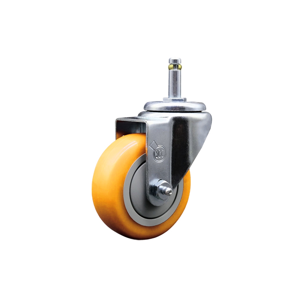 SCC-GR20S3514-PPUB-YEL-716138 Polyurethane Swivel Grip Ring Stem Caster with 3.5 x 1.25 in. Yellow Wheel & 0.43 in. Stem